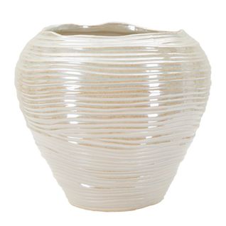 Vase Décoratif Mf841, Céramique, Blanc, 27x27x24 Cm