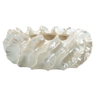 Vase Décoratif Mf826, Céramique, Blanc, 43x43x16 Cm