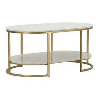 Table D'appoint Mf791, Métal, Or, 90x60x45 Cm