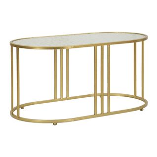 Table D'appoint Mf797, Métal, Or, 90x50x45 Cm