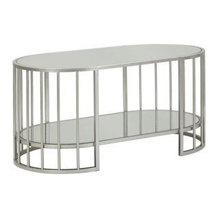 Table D'appoint Mf793, Métal, Argent, 90x50x45 Cm