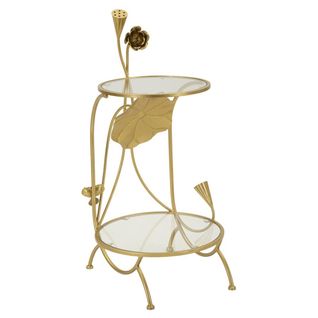 Table D'appoint Mf803, Métal, Or, 40x40x78 Cm