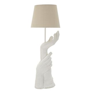 Lampe à Poser Mains, Polyrésine, Blanc, 35x35x93 Cm