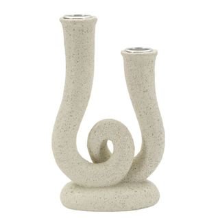 Bougeoir Mf746, Polyrésine, Beige, 12x7x20 Cm