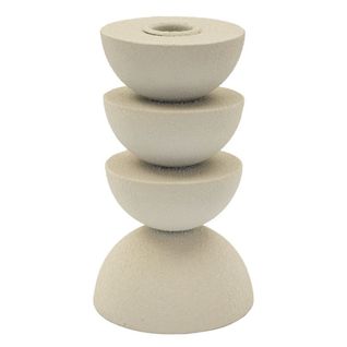Bougeoir Mf742, Métal, Beige, 9x9x15 Cm