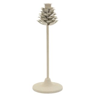 Bougeoir Mf741, Métal, Beige, 11,5x11,5x33,5 Cm