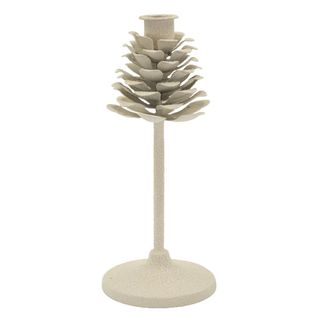 Bougeoir Mf745, Métal, Beige, 9,5x9,5x22,5 Cm