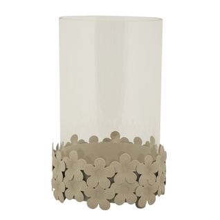 Bougeoir Mf744, Métal, Beige, 14x14x21 Cm
