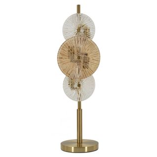 Lampe à Poser Mf919, Verre, Marron, 20x18x66 Cm