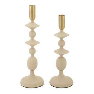 Bougeoir Mf933, Acier, Beige, 10x10x33 Cm