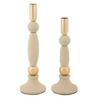 Bougeoir Mf941, Acier, Beige, 9,5x9,5x30 Cm