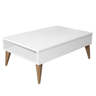 Table Basse Avec Rangement Yaltra L90xp60cm Blanc