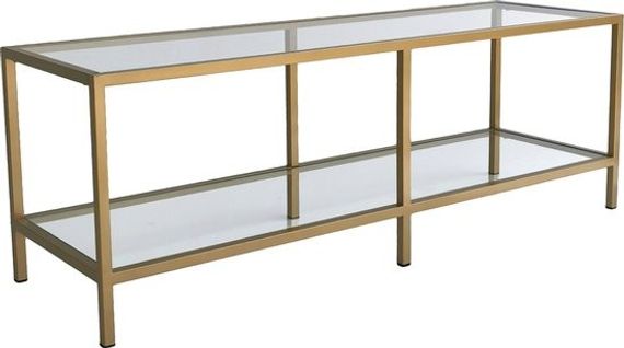 Meuble TV Gold  En Verre - Or - Design Moderne Et Élégant - 130x45x40cm