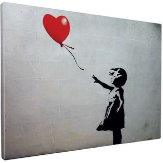 Toile Décorative Fille Avec Ballon 100 X 70 Cm