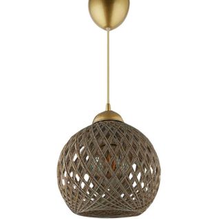 Suspension Berleda D22cm Métal Or Et Coton Beige Brillant