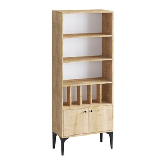 Bibliothèque En Bois "pollux" - 60 X 30 X 175 Cm - Chêne Saphir