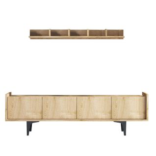 Meuble TV En Bois "cursa" - 150 X 40 X 57 Cm - Chêne Saphir