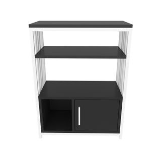 Bibliothèque Letos Avec Le Cadre En Métal Et Armoire, Design Stylistique (anthracite Et Blanc)