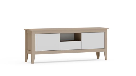 Verde Meuble TV 150 Cm 3 Armoires Battantes Et Une Niche - Convient Aux TVs 55" (beige Et Blanc)