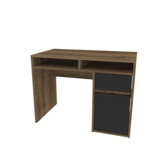 Isla Bureau Modern 100 Cm Tiroir Et Armoire (noyer Et Noir)