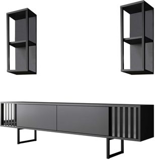 Line Tu Meuble TV - 100 % Mélamine - Anthracite, Noir