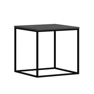 Table Basse Bezos L50cm Métal Noir Et Bois Anthracite