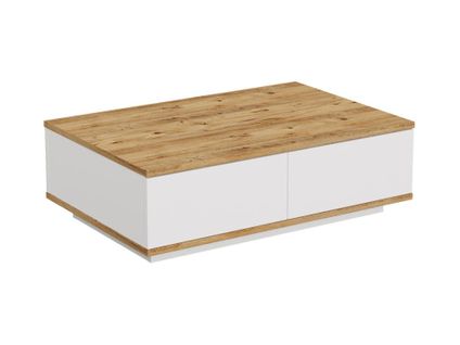 Table Basse Avec 2 Portes - Naturel Et Blanc - Lotula