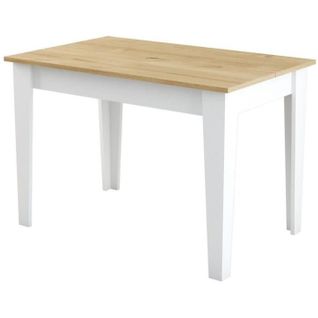 Table De Salle à Manger Avec Rangement Fiorita L110cm Blanc Et Chêne Clair