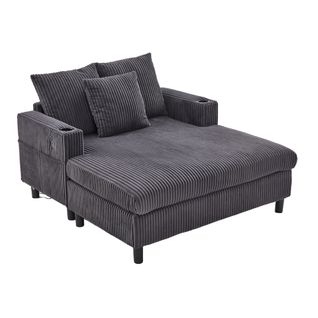 Fauteuil Revêtement En Velours Côtelé, Avec Ports USB Et LED