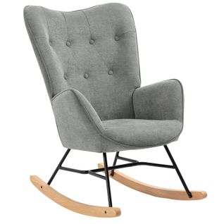 Fauteuil à Bascule Rocking Chair Scandinave De Jardin En Tissu Gris