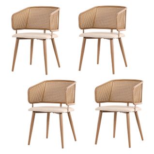 Lot De 4 Chaise Salle à Manger Avec Dossier En Rotin