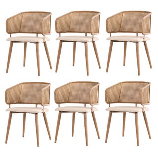 Lot De 6 Chaise Salle à Manger Avec Dossier En Rotin