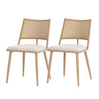 Lot De 2 Chaise Salle à Manger Avec Dossier En Rotin