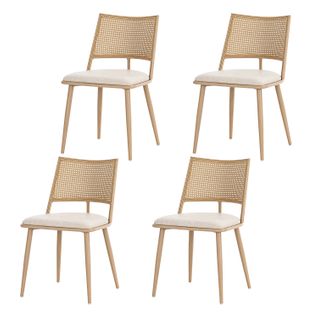 Lot De 4 Chaise Salle à Manger Avec Dossier En Rotin