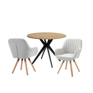 Table Salle à Manger Avec 2 Chaises, Ensemble De 3 Meubles, Bois Clair + Beige