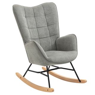 Fauteuil De Jardin à Bascule Relax - Tissu Gris Souple Ergonomique