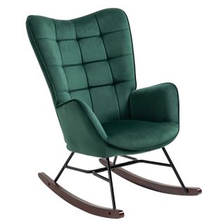 Fauteuil à Bascule De Jardin En Velours Vert - Style Nordique Chic