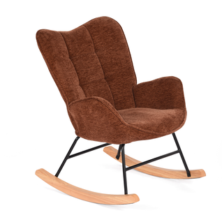 Fauteuil De Jardin à Bascule Confort – Tissu Rouge Profond Avec Pieds En Métal