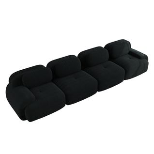 Canapé Modulable, 4 Places, Avec Accoudoirs, Revêtement En Velours Côtelé, Noir