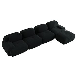 Canapé Modulable, 4 Places, Avec Accoudoirs, Revêtement En Velours Côtelé, Noir