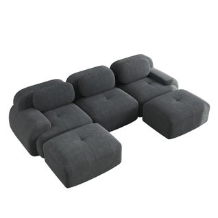 Canapé Modulable, 3 Places, Avec Accoudoirs, Revêtement En Velours Côtelé, Gris