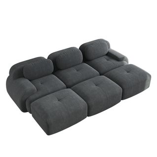 Canapé Modulable, 3 Places, Avec Accoudoirs, Revêtement En Velours Côtelé, Gris
