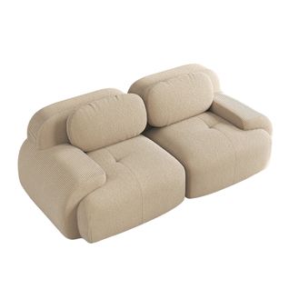 Canapé Modulable, 2 Places, Avec Accoudoirs, Revêtement En Velours Côtelé, Beige