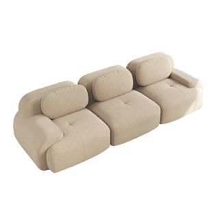 Canapé Modulable, 3 Places, Avec Accoudoirs, Revêtement En Velours Côtelé, Beige