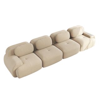 Canapé Modulable, 4 Places, Avec Accoudoirs, Revêtement En Velours Côtelé, Beige