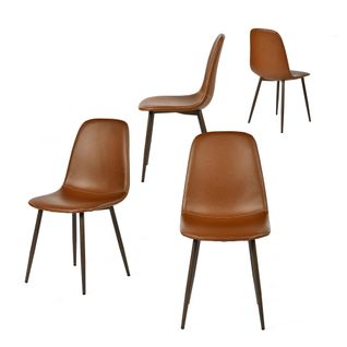 Lot De 4 Chaises De Salle à Manger Vintage Rembourrée En Simili Cuir, Marron