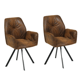 Lot De 2 Chaises Salle à Manger Pivotantes 360° En Velours Rembourré, Marron