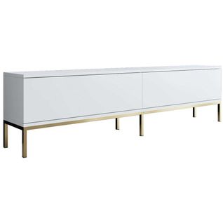 Meuble TV En Aggloméré Et Métal Lord Blanc Et Doré