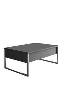 Table Basse Sibylle L90xh40cm Bois Anthracite Et Métal Argent