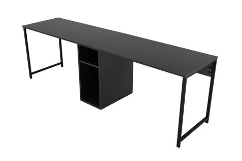 Bureau Double Moderne Hanvel L240cm Bois Et Métal Noir